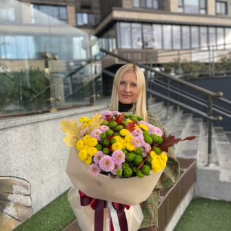 Букет хризантем Сантіні "Різнокольоровий"