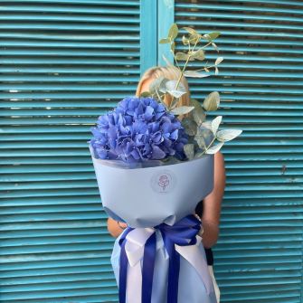 Bouquet of hydrangea and eucalyptus