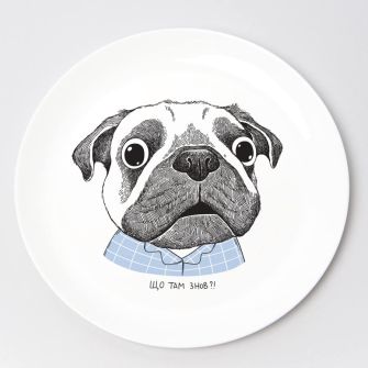Children's plate "Surprised pug"