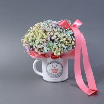 Композиция в фарфоровой кружке "Цветочная пенка"