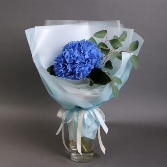 Bouquet of hydrangea and eucalyptus