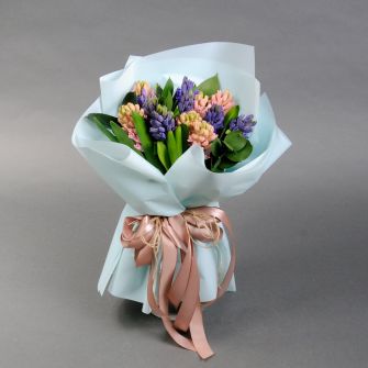 Bouquet-compliment with hyacinthus "Watercolor"