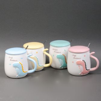 Чашка з кришкою та ложкою "Динозавр" в асортименті