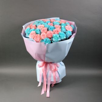 Bouquet 51 roses Baby Blue and Sophia Loren