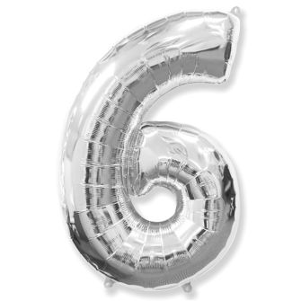 Шар серебряный Цифра 6