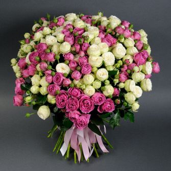 Bouquet of 51 roses Snow World and Misty Bubbles