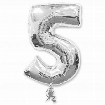 Шар серебряный Цифра 5