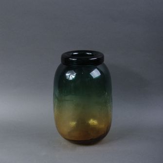 Ваза скло Кракелюр зелено-жовтий