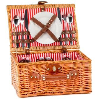 Посуд набір кошик для пікніка "На пляжі" на 2 особи, коричневий