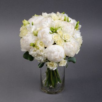 Bride's bouquet with white peonies