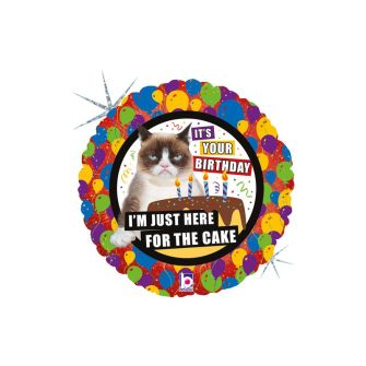 Фольгована кулька "Сердитий кіт із тортом на ДР"