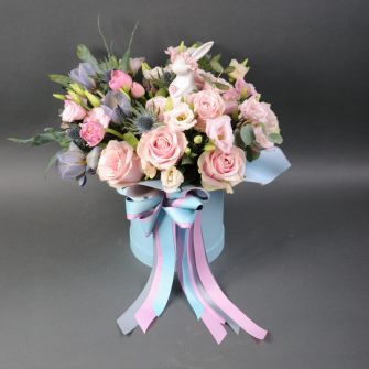 Composition "Flower garden" with rabbit decor