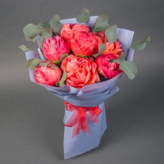 Bouquet of coral peonies
