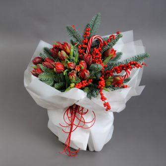 Bouquet with tulips "Dragon's heart"