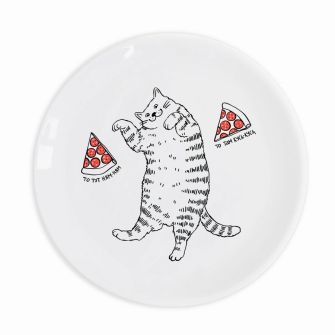 Plate "Cat with pizza"