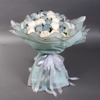 51 white and blue peony