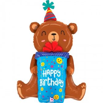 Foil balloon "Bear with a gift"