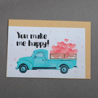 Postcard with envelope "You make me happy"