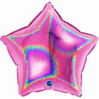 Balloon star fuchsia shiny 46 cm