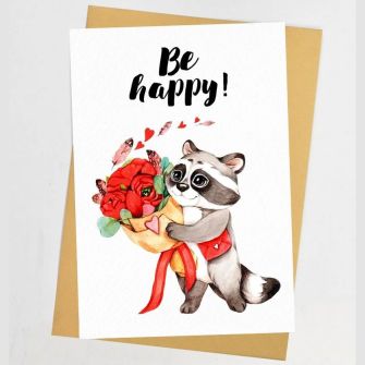 Открытка с конвертом "Be happy"