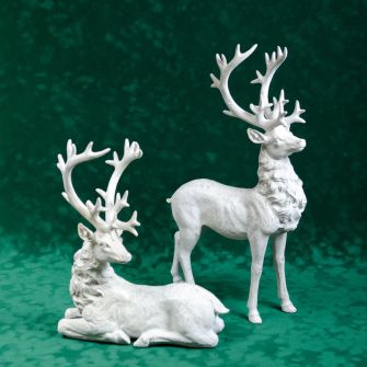 Статуетка олень білий зі сріблом