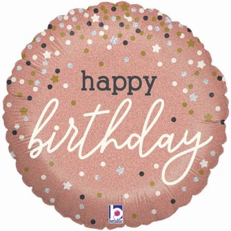 Balloon "Happy Birthday" pink confetti 46 cm