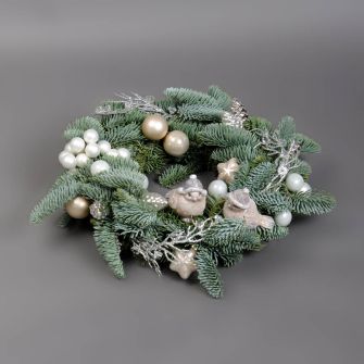 Christmas wreath with birds