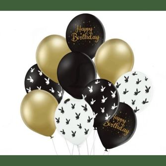 Set of balloons "Happy birthday, Play Boy" black, white, gold, 10 pcs.