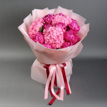 Bouquet of hydrangeas and peonies