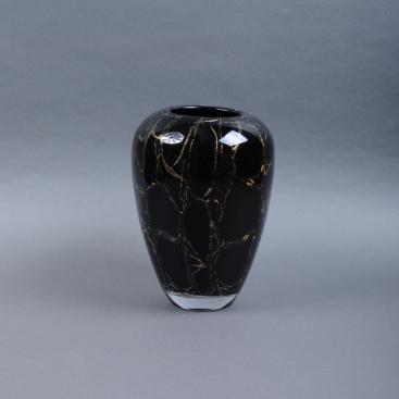 Glass vase Marmur small Black gold