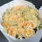 Bouquet of Peach Avalanche roses and chamomiles - Photo 2