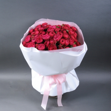 Букет з 19 піоноподібних троянд Черрі Трендсеттер
