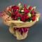 Букет Рубінова екстраваганція з тюльпанів, амарилісів та троянд - Фото 1