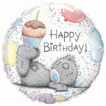 Balloon round Teddy bear with cake 46 cm