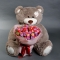 Букет из разноцветных тюльпанов и плюшевый медведь - Фото 1