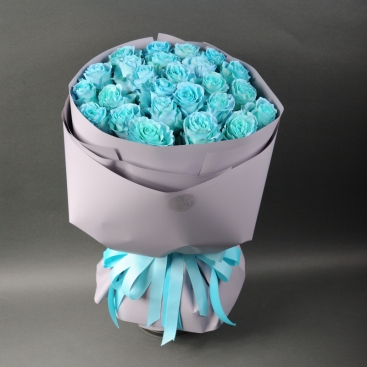Bouquet of 25 blue roses Baby Blue Sky Blue