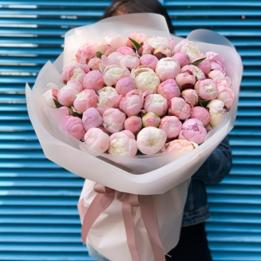 Букет 51 розовый пион