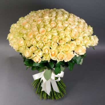 Bouquet of 100 Peach Avalanche roses