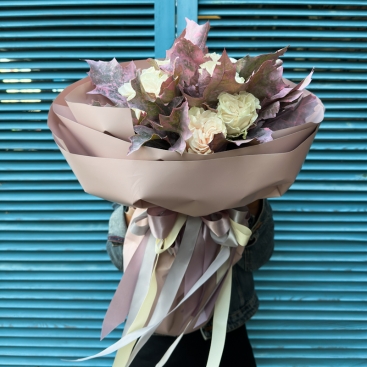 Bouquet with roses Hoarfrost