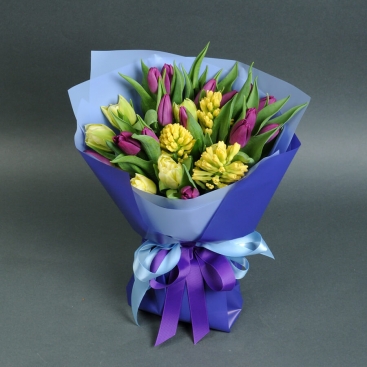 Bouquet of tulips and hyacinths