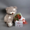 Букет из красных тюльпанов, мишка и конфеты - Фото 1