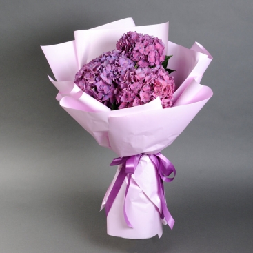 Bouquet of 3 violet Hydrangea