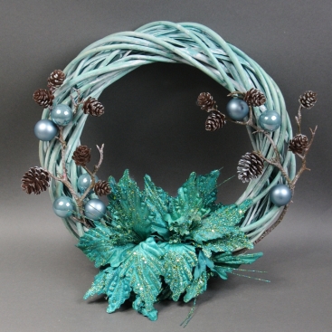 New Year's wreath with toys and pine cones