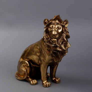 Decorative figurine lion sitting gold 33 cm
