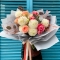 Букет Гравіті з жоржинами та імпортними трояндами - Фото 1